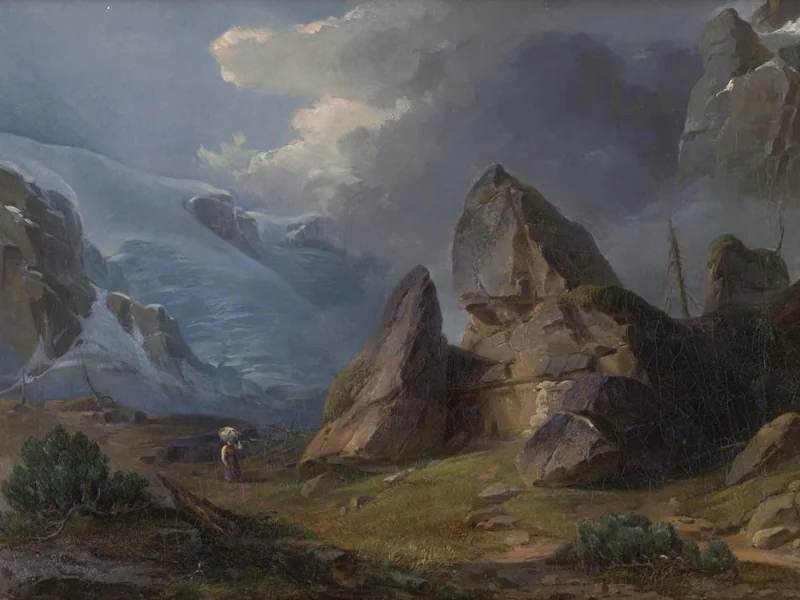 1828-Amalie Murtfeldt - Paesaggio di alta montagna con ghiacciaio